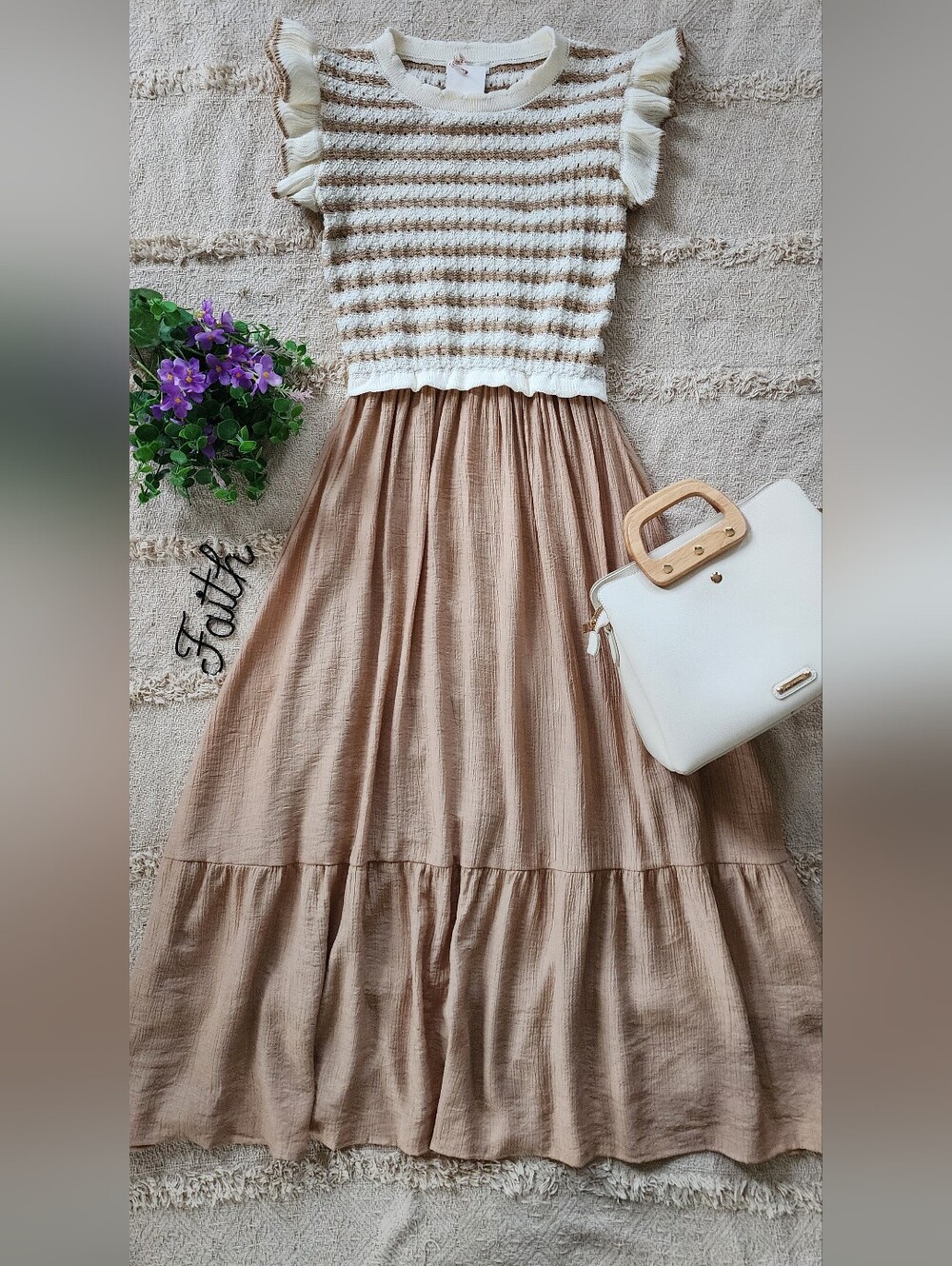 Striped dress with Knit Top